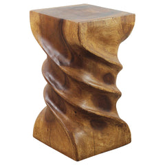 Wood Triple Twist stool-stand 12 in SQ x 22 in H Walnut Oil