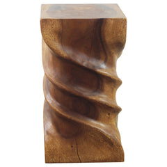 Wood Triple Twist stool-stand 12 in SQ x 22 in H Walnut Oil
