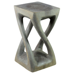 Wood Vine Twist Stool Accent Table 12 in x 22 in H Grey Oil