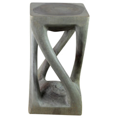Wood Vine Twist Stool Accent Table 12 in x 22 in H Grey Oil