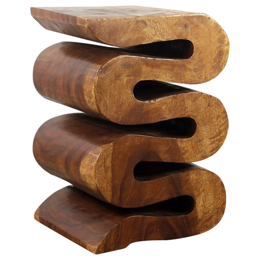 Wood Wave Verve Accent Snake Table 12x14x20 in H Walnut Oil