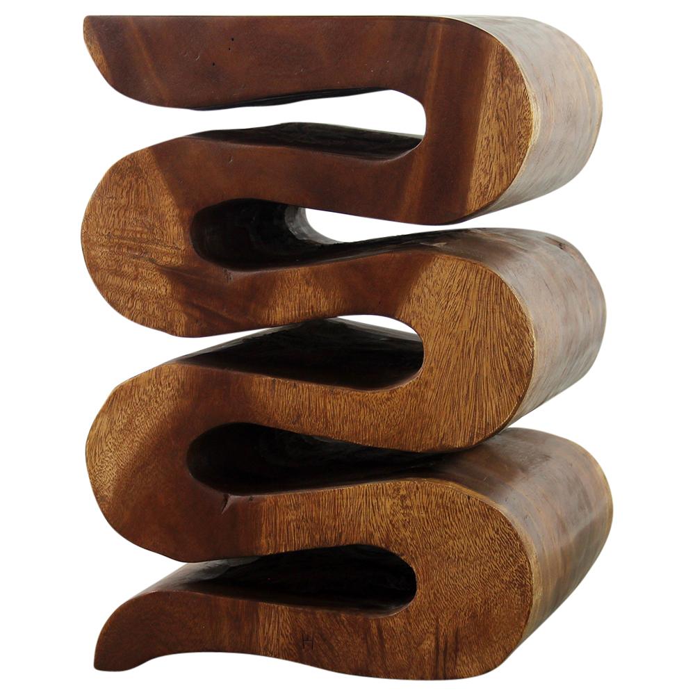 Wood Wave Verve Accent Snake Table 14x14x20 in H Walnut Oil