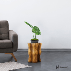 Haussmann® Wood Stump End Table Knobby Root 16 in D x 20 in H Oak Oil - Haussmann Inc